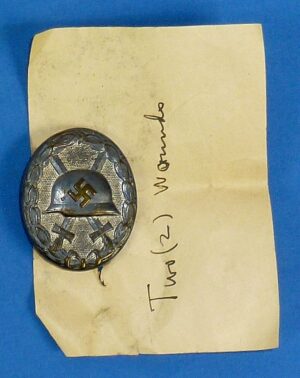 1939 Silver Wound Badge with G.I.'s Note