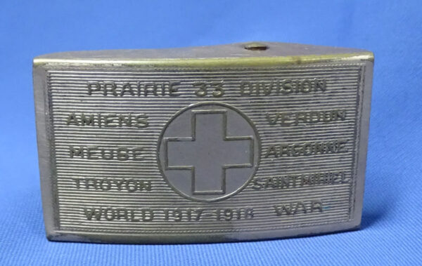 WWI 33rd Infantry Division Souvenir Belt Buckle