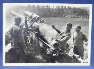 WWII German Photo Postcard Artillery Crew Firing