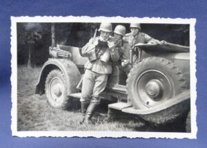 WWII German Photograph Soldiers & 830R Kubelwagen 3-1/2 x 2-1/2"