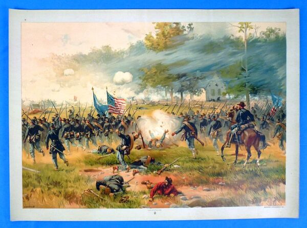 Large 1887 Lithograph of the Battle of Antietam