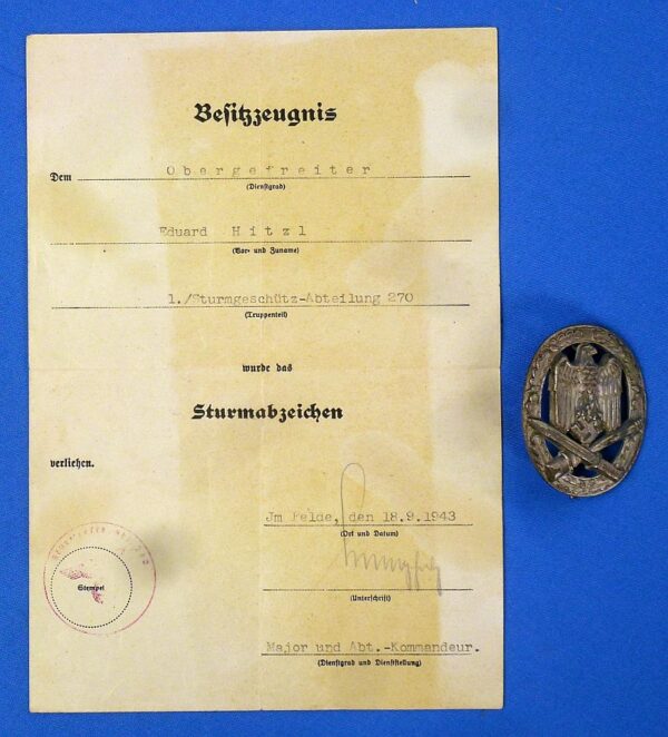Exceptional WWII German Medals and Documents Group with a Numbered "25" Panzer Assault Badge - Image 15