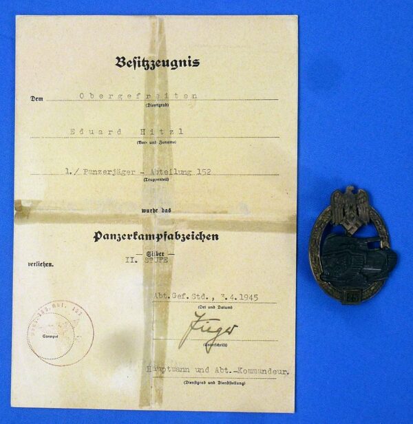 Exceptional WWII German Medals and Documents Group with a Numbered "25" Panzer Assault Badge - Image 18