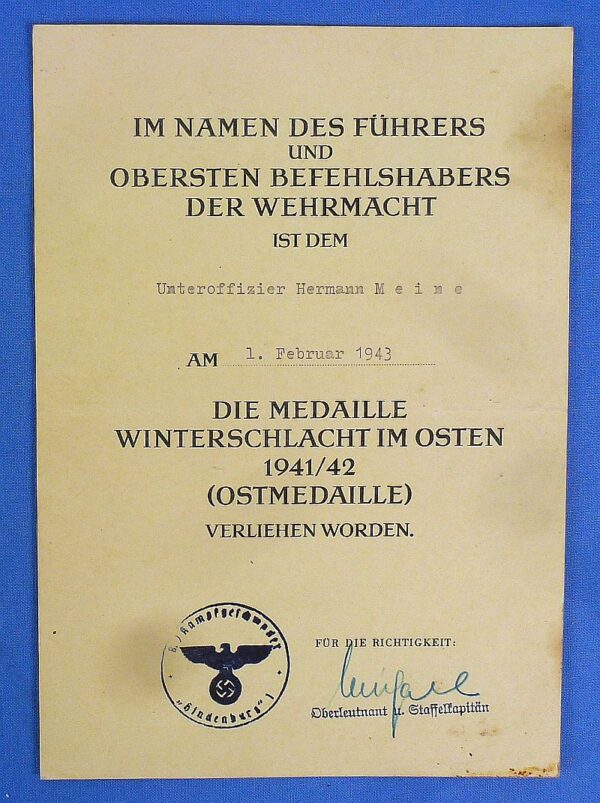 Luftwaffe Documents and Autograph Group with an Ehrenpokal Honor Goblet Award Document - Image 3