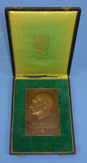 Cased NSDAP Nazi Party Adolf Hitler Presentation Award Plaque