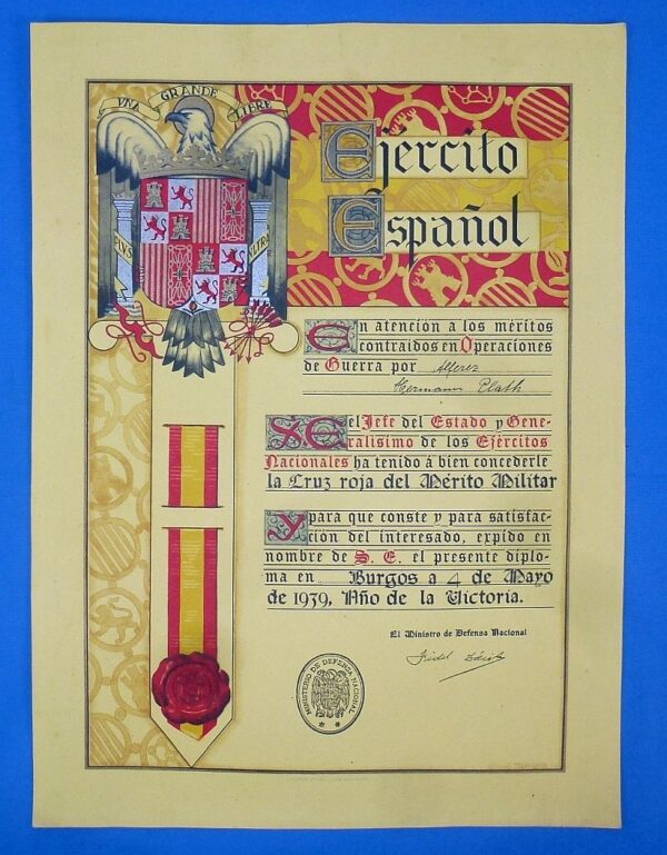 Luftwaffe Legion Condor Observer Medals and Documents Group with Spanish Cross in Silver - Image 43