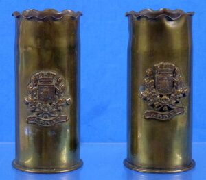 A Pair of WWI "Arras" France 37mm Shell Casing Trench Art