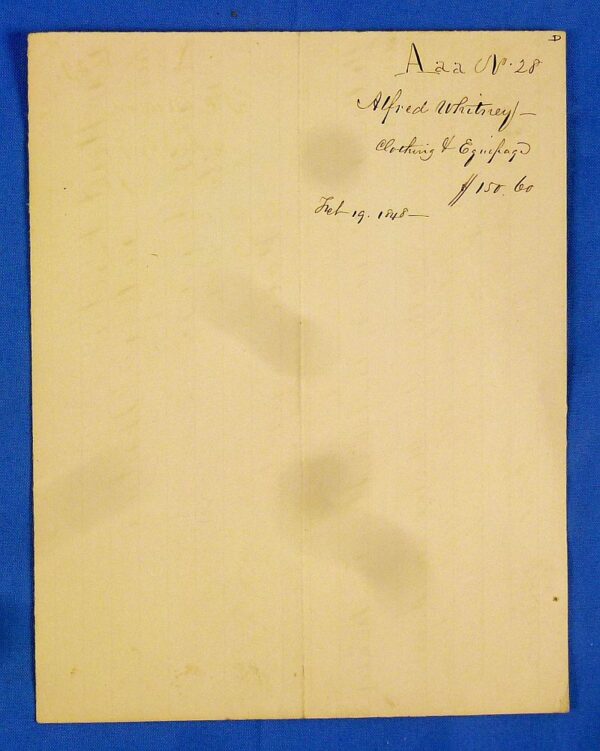 1848 Philadelphia Quartermaster Receipt for Payment for 502 Hatchets - Image 2