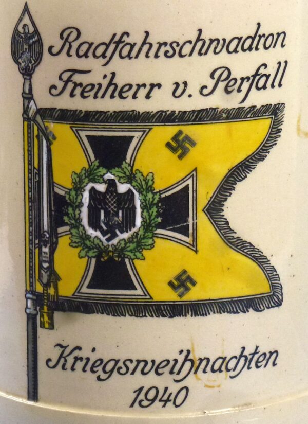 1940 Third Reich Cavalry Bicycle Battalion "Freiherr v. Perfall" Service Stein - Image 2