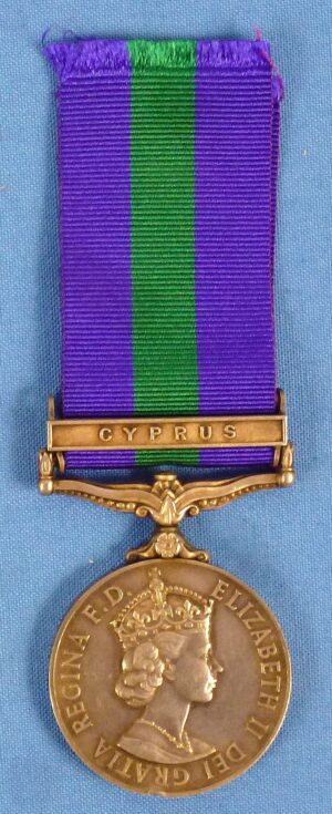 British Queen's General Service Medal with "Cyprus" Bar to the Lancaster Fusiliers