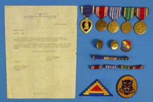 WWII Identified Numbered Purple Heart Tank Destroyer Group with Award Document