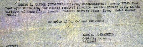 WWII Identified Numbered Purple Heart Tank Destroyer Group with Award Document - Image 6