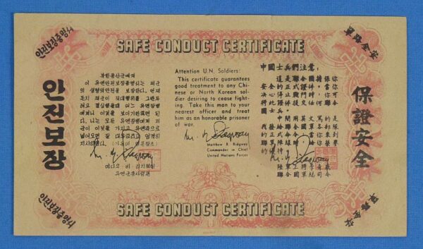 Korean War United Nations Safe Conduct Pass - Image 2