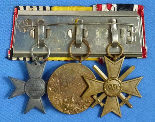 Imperial German / Third Reich Three Place Medal Bar on Trapezoid Mount - Image 2