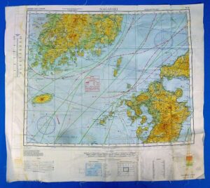 WWII Army Air Force Silk Escape Map of Nagasaki