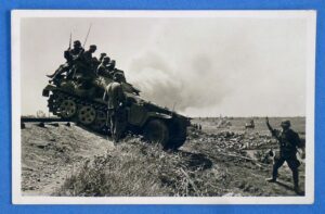 WWII German Panzergrenadiers in Action Photographic Postcard