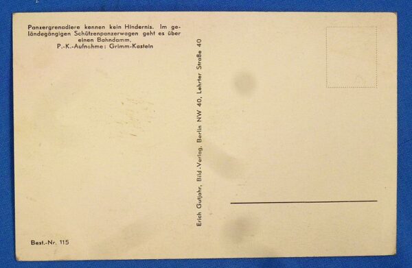 WWII German Panzergrenadiers in Action Photographic Postcard - Image 2
