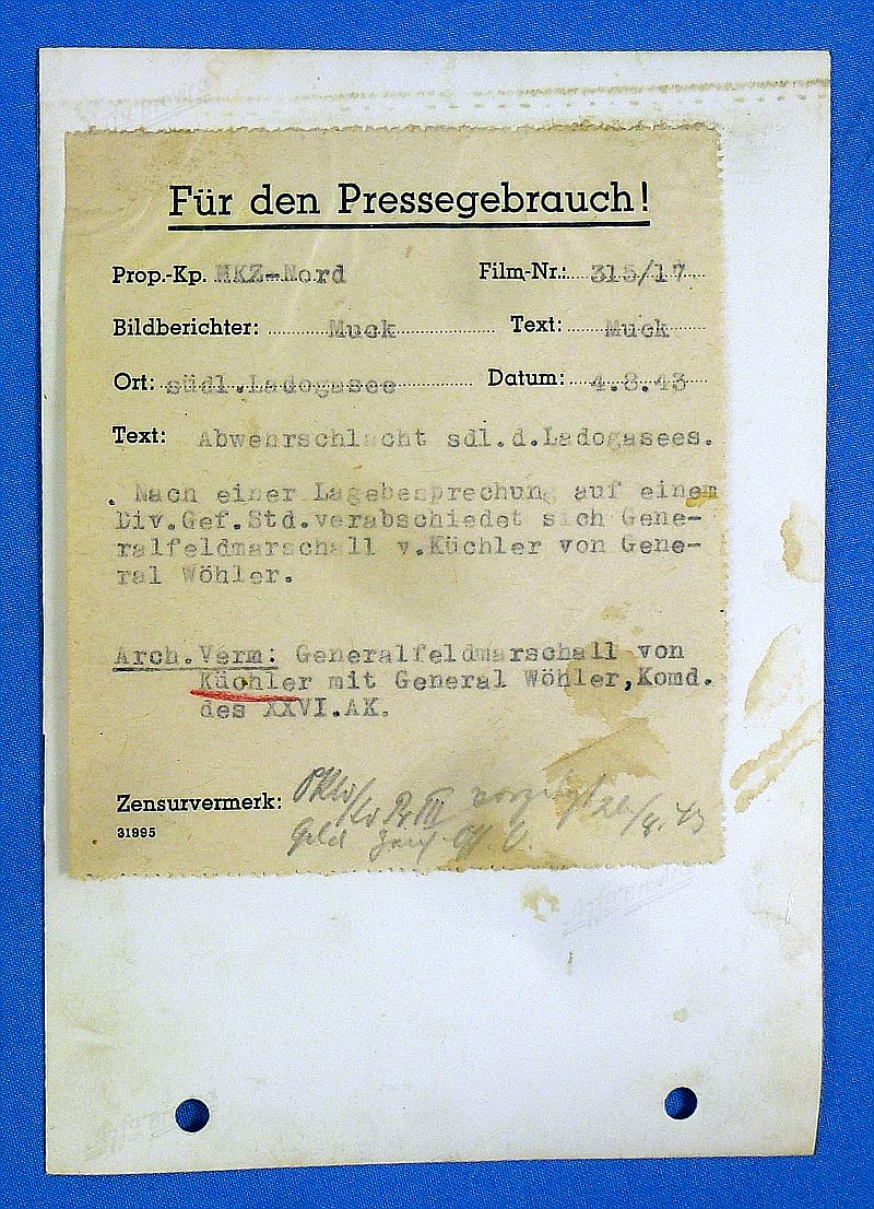 Official WWII German Photograph: Field Marshal Von Küchler with General Wohler - Image 2
