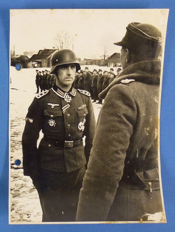 Official WWII German Photograph: Grenadier Oberfeldwebel Otto Gohde Receives the Knight's Cross