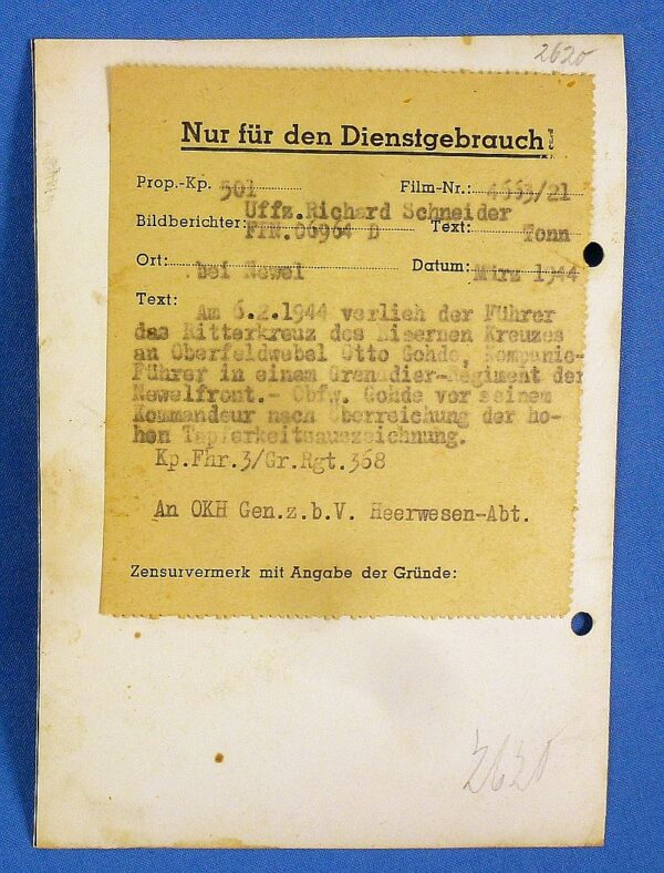 Official WWII German Photograph: Grenadier Oberfeldwebel Otto Gohde Receives the Knight's Cross - Image 2