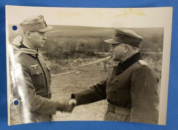 Official WWII German Photograph: Hauptmann Heinz Schroder Receives the Knight’s Cross