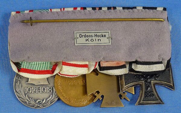 Cased Imperial German 4 Place Medals Bar with Ribbon Bars and Miniatures - Image 8
