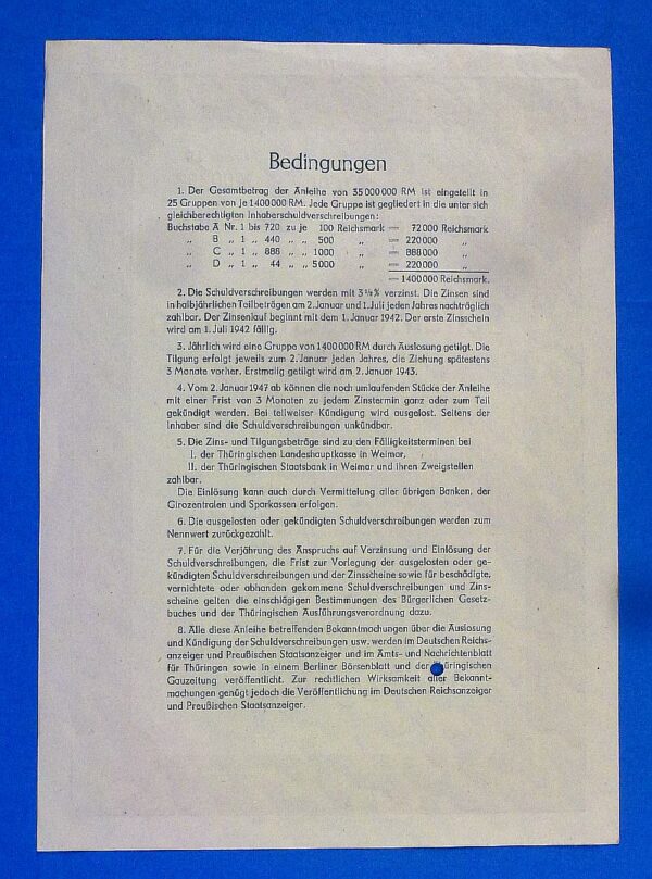 1941 Third Reich 1,000 Mark Government Bond - Image 2