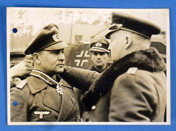 Official WWII German Photograph: Assault Gunner Gerhard Behnke Receives the Knight's Cross