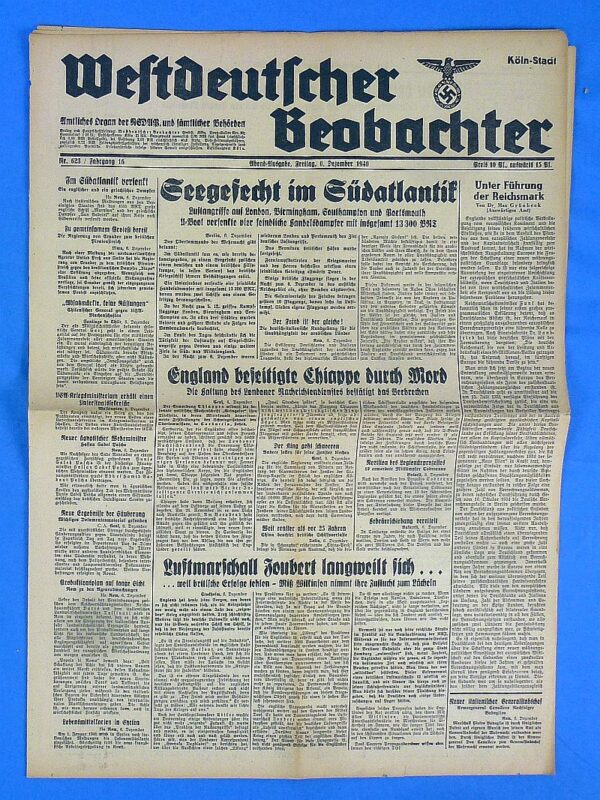 1940 German Newspaper with Advertising for the Film "The Eternal Jew"