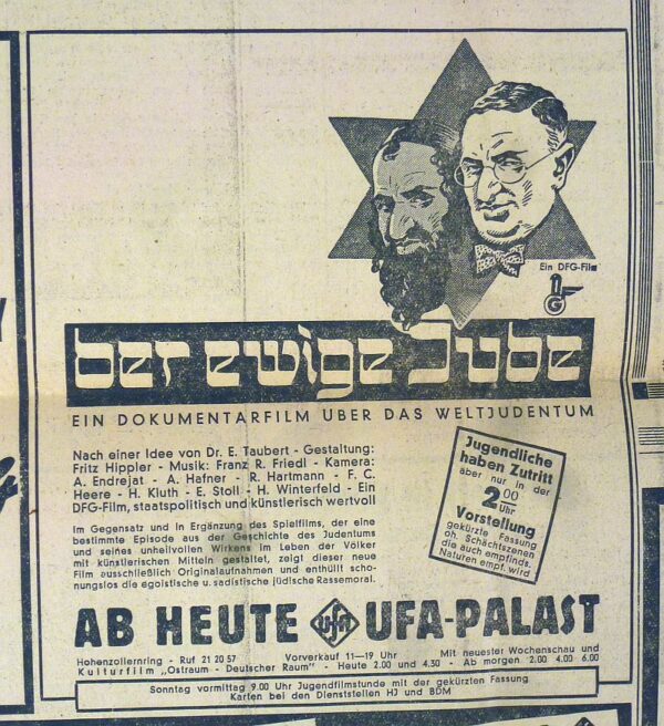 1940 German Newspaper with Advertising for the Film "The Eternal Jew" - Image 3