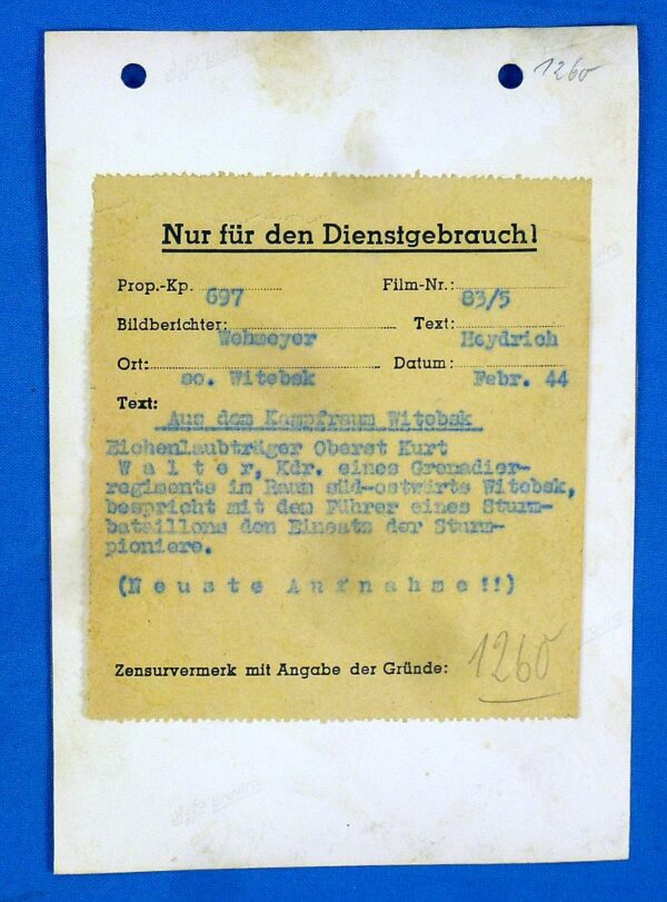 Official WWII German Photograph: Oak Leaves Recipient Oberst Kurt Walter - Image 2
