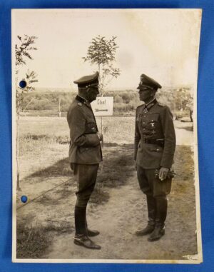 Official WWII German Photograph: Generaloberst Maximilian von Weichs and General de Panzertruppe Friedrich Paulus Confer at the Front