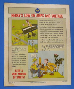 WWII Army Air Force Aviation Safety Poster: "Herky's Low on Amps and Voltage"