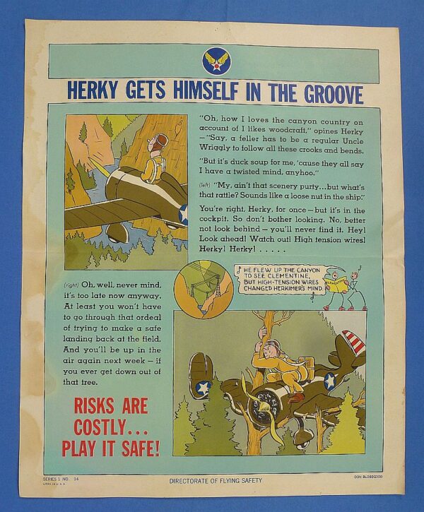 WWII Army Air Force Aviation Safety Poster: “Herky Gets Himself in the Groove"