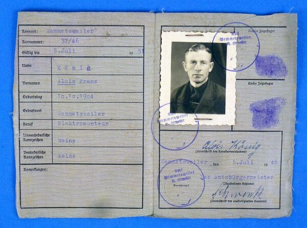 1946 Issued Third Reich Kennkarte Identification Document - Image 2