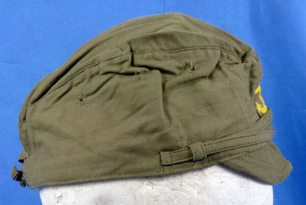 Near Mint Unissued WWII Japanese Navy Enlisted Ranks Green Cotton Field Cap - Image 3