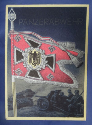WWII German Anti-Tank Standard Flag Postcard 4-1/8 X 5-3/4"