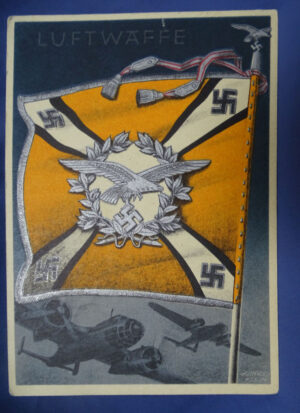 WWII German Luftwaffe Standard Flag Postcard 4-1/8 X 5-3/4"