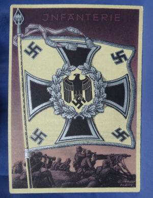 WWII German Infantry Standard Flag Postcard 4-1/8 X 5-3/4"