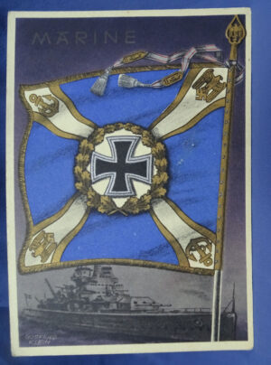 WWII German Navy Standard Flag Postcard 4-1/8 X 5-3/4"