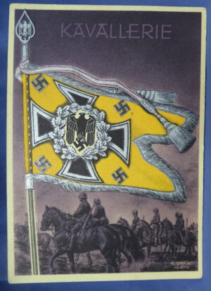 WWII German Cavalry Standard Flag Postcard 4-1/8 X 5-3/4"