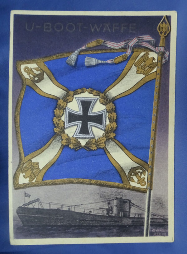 WWII German U-Boat Standard Flag Postcard 4-1/8 X 5-3/4"