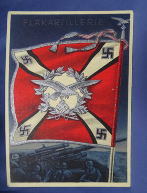 WWII German Flak Artillery Standard Flag Postcard 4-1/8 X 5-3/4"
