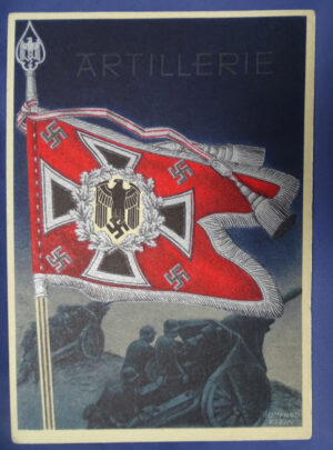 WWII German Artillery Standard Flag Postcard 4-1/8 X 5-3/4"
