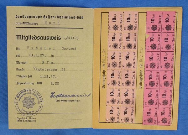 Reichsluftschutzbund Membership Booklet - Image 2