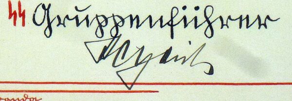 Large 1936 Birthday Presentation Document to Heinrich Himmler Signed by Reinhard Heydrich - Image 4
