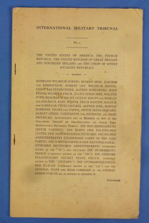 Preliminary Draft Copy of the Indictment of the Major Nazi Defendants at the Nuremberg War Crimes Trials