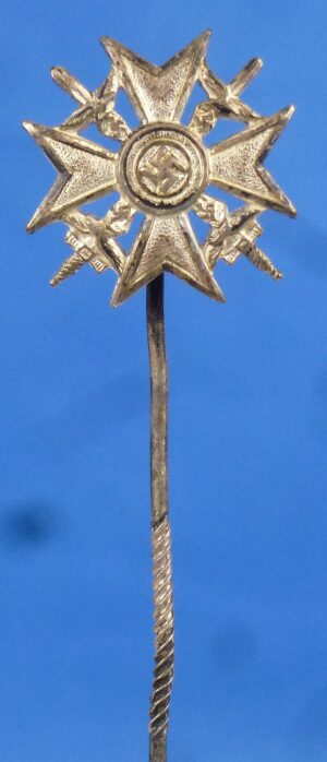 Luftwaffe Spanish Cross in Silver with Swords Stickpin Marked "L/11" (Wilhelm Deumer)