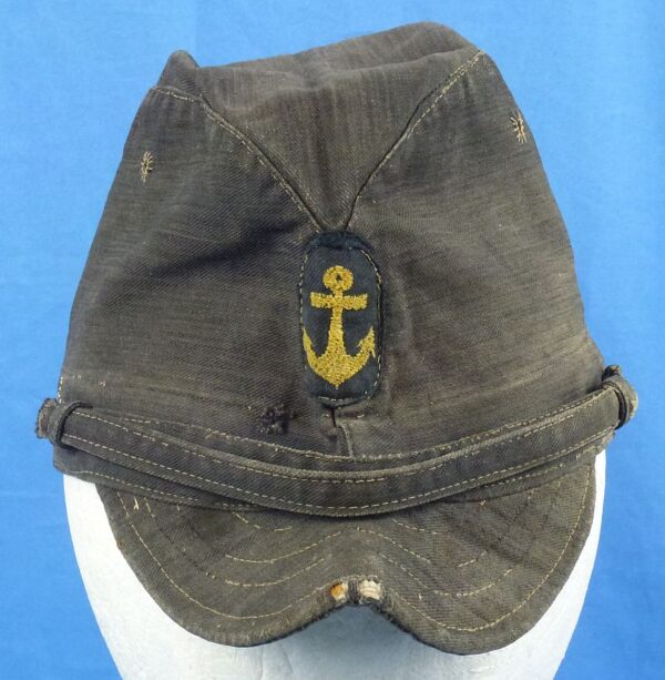 WWII Japanese Navy Enlisted Ranks Black Cotton Field Cap - Image 2