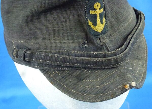 WWII Japanese Navy Enlisted Ranks Black Cotton Field Cap - Image 3